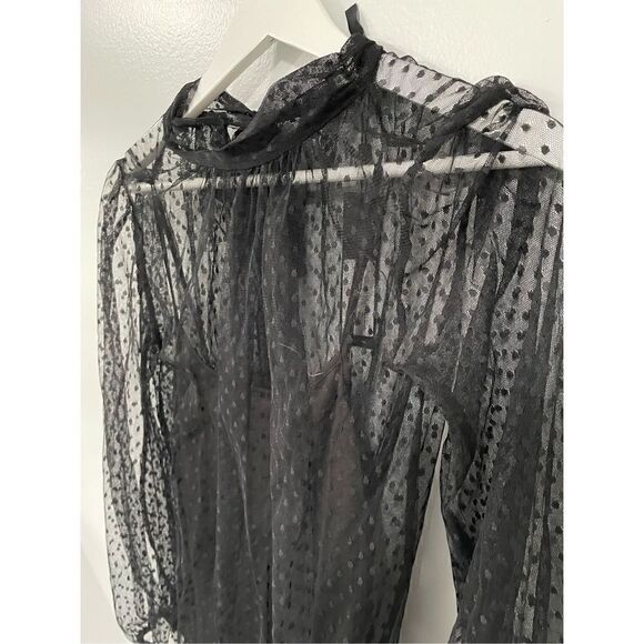 BCBGMAXAZRIA Women’s XXS Balloon Sleeve Mock Neck Bodysuit - Picture 5 of 7